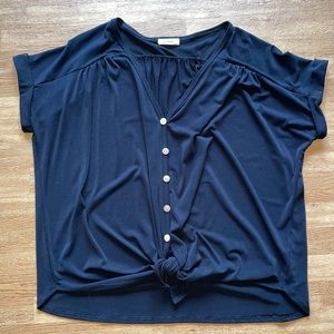 Black front tie top